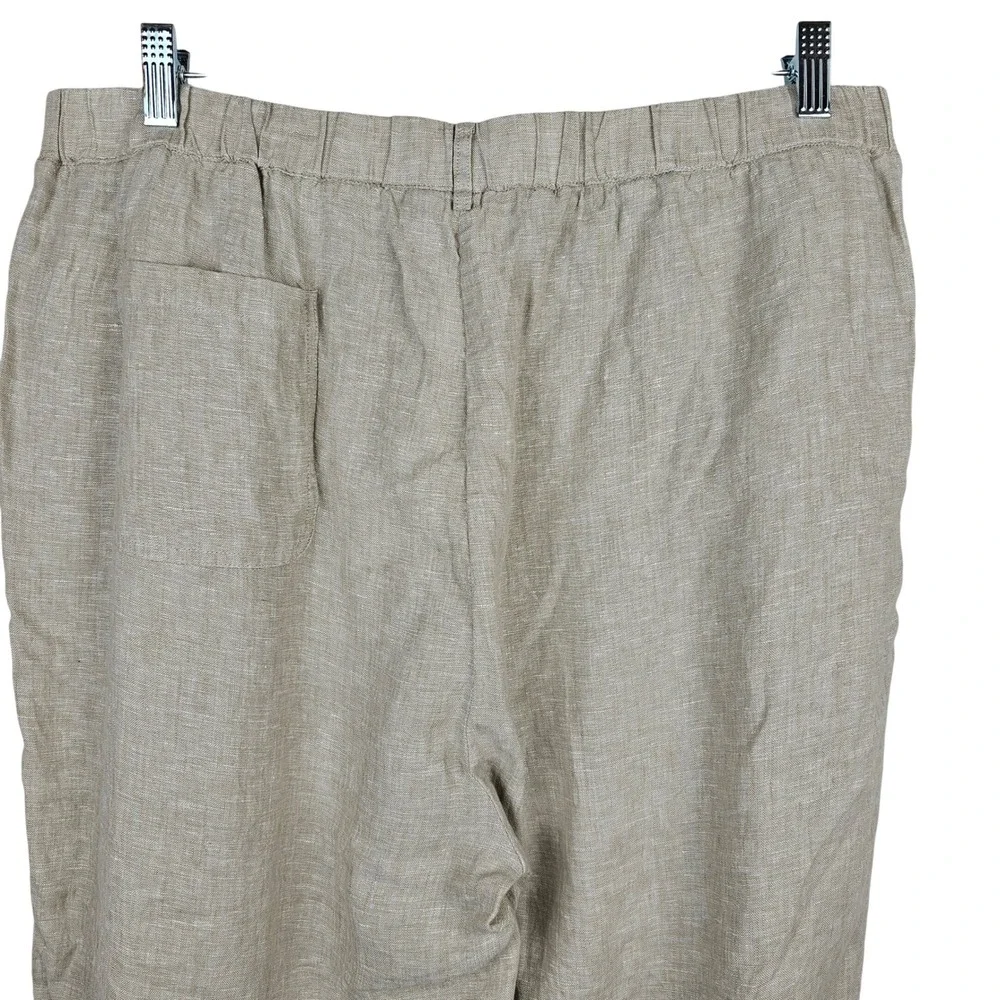 Quince Women's XL Natural 100% Linen Wide‎ Leg Elastic Waist Pants JDAVN01